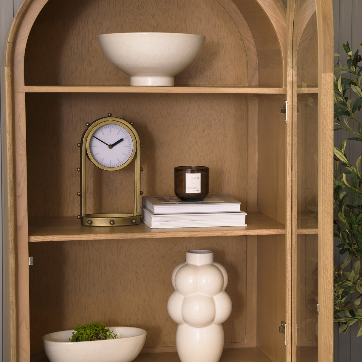 Hawthorne Solid Oak Wood w/ Glass Curio Cabinet from Mercana - Luna Furniture