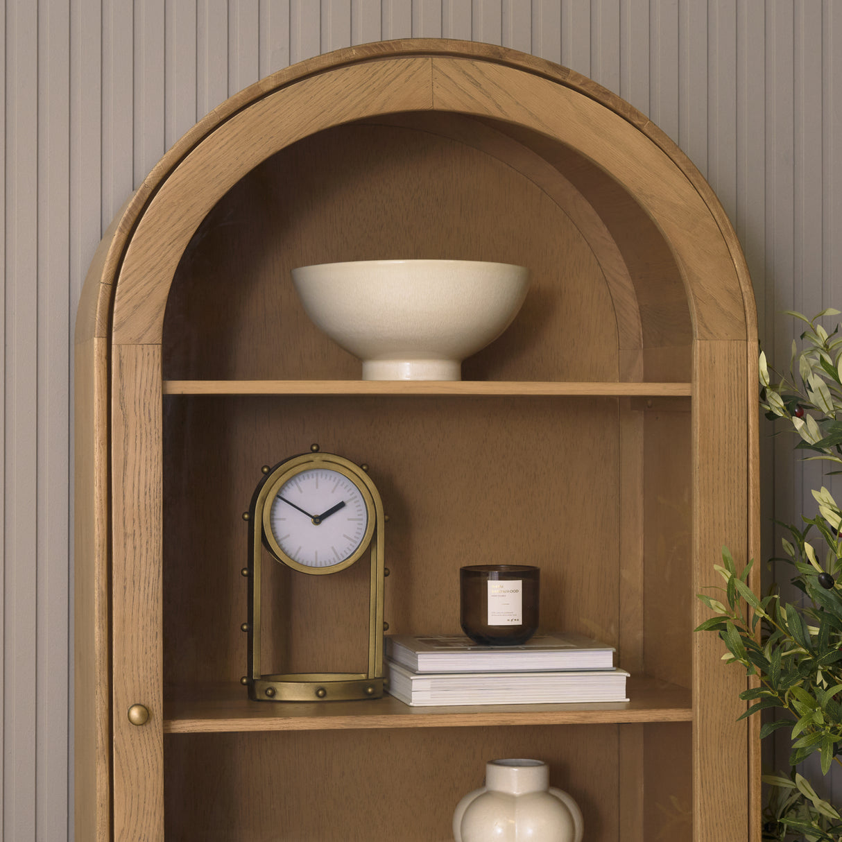 Hawthorne Solid Oak Wood w/ Glass Curio Cabinet from Mercana - Luna Furniture