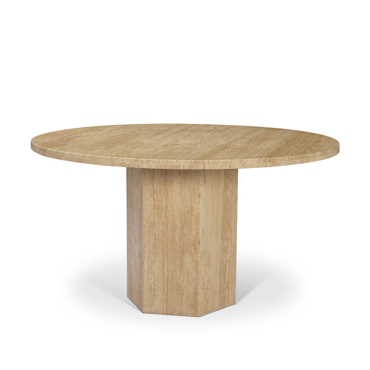 Torreno 48" Travertine Round Top Hexagon Pedestal Dining Table from Mercana - Luna Furniture