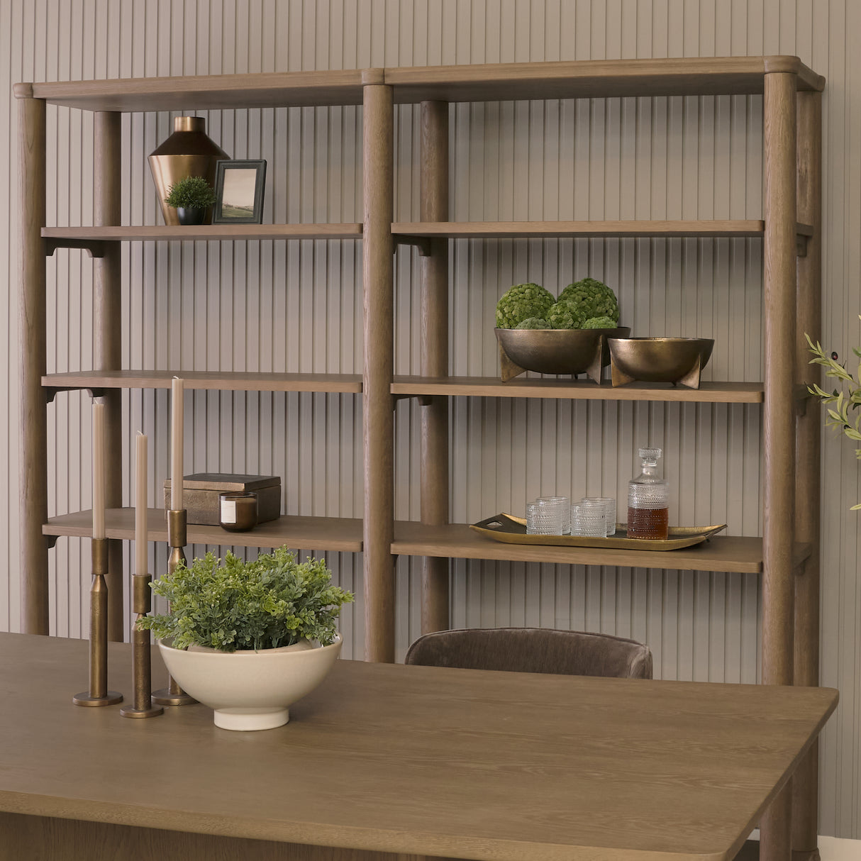 Alden Medium Brown Wood Open Shelving Unit from Mercana - Luna Furniture