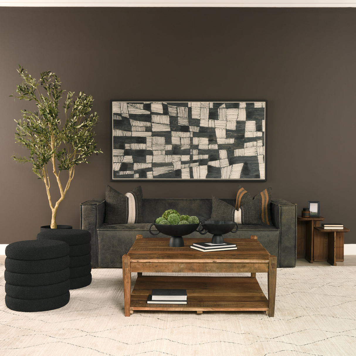 Lucan Mid-Dark Brown Reclaimed Wood Side Tables from Mercana - Luna Furniture