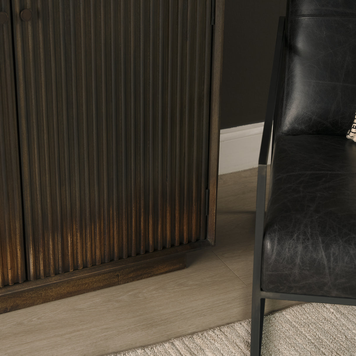 Cinder Distressed Dark Brown Wood Reeded 2-Door Closed Accent Cabinet from Mercana - Luna Furniture