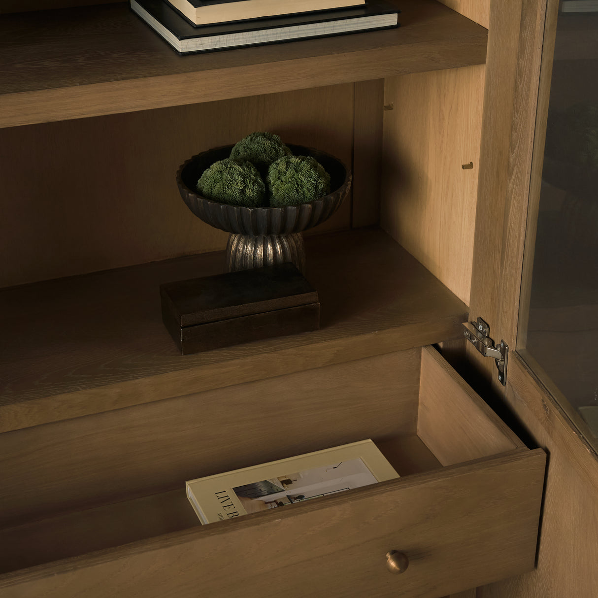Henry Dark & Light Brown Oak Wood w/ Glass Doors Curio Cabinet from Mercana - Luna Furniture