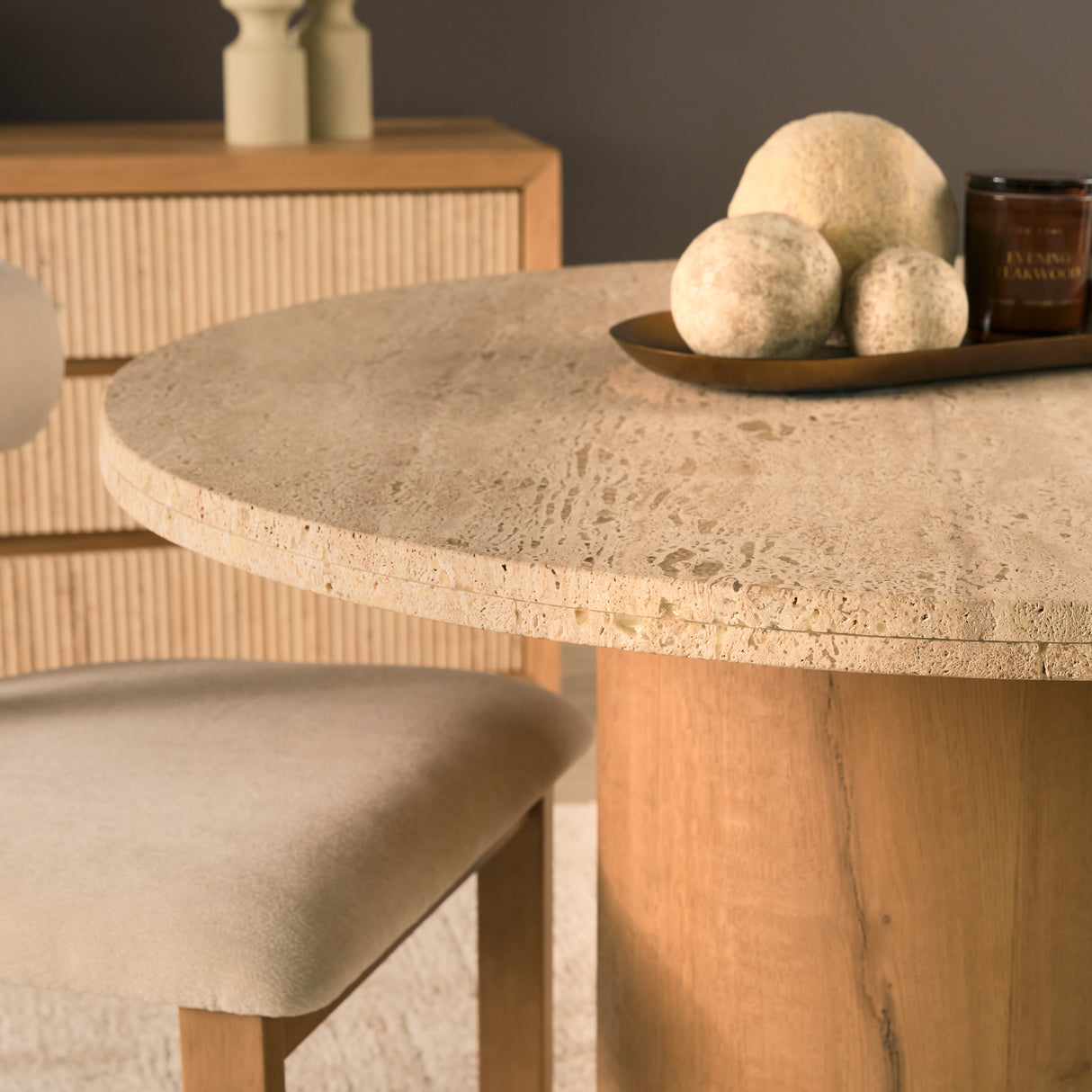 Siena 42" Round Travertine Pedestal Dining Table from Mercana - Luna Furniture
