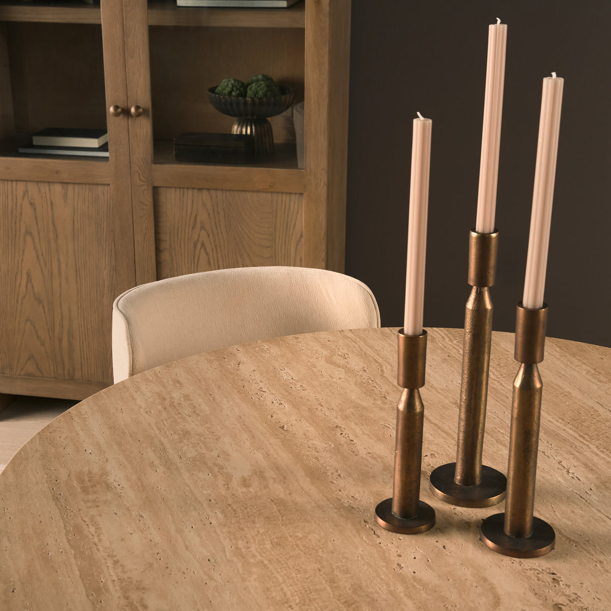 Torreno 42" Travertine Round Top Hexagon Pedestal Dining Table from Mercana - Luna Furniture