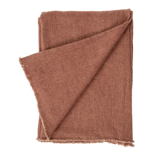 Selena Linen End of Bed Blanket, Brick, Set of 2