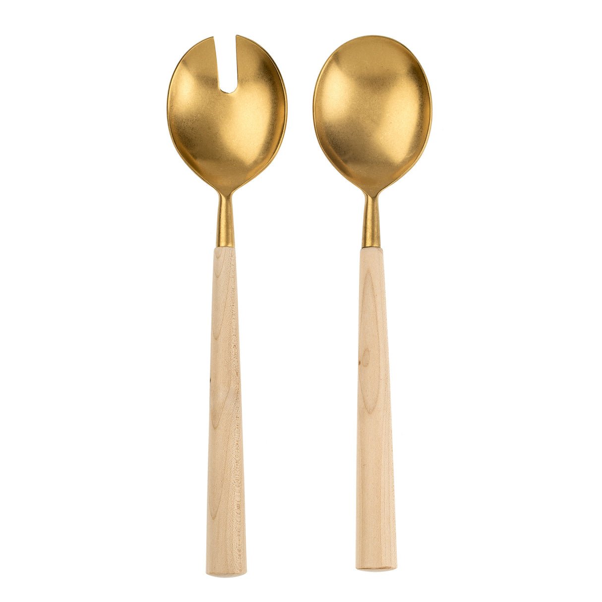 Maple Wood Salad Servers S/2, Tumbled Gold, Set of 4 from Mercana - Luna Furniture