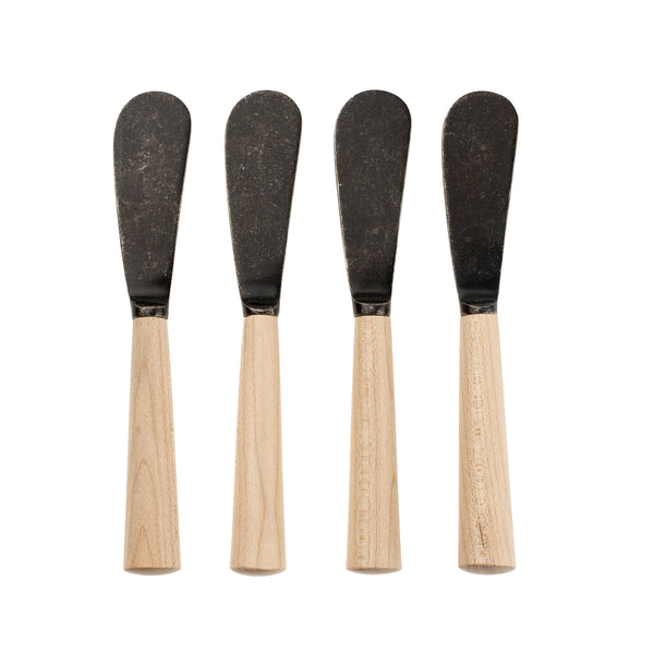 Maple Wood Spreaders S/4, Tumbled Black, Set of 4