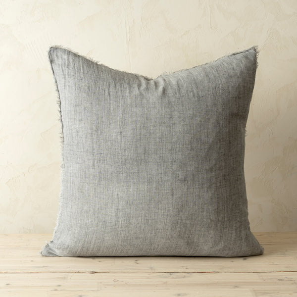 Lina 24x24 Linen Pillow Grey Cover w/Filler, Set of 2