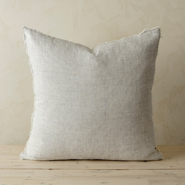 Lina 24x24 Linen Pillow Grey Cover w/Filler, Set of 2