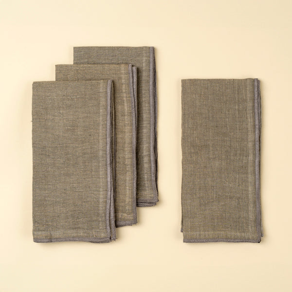 Stonewashed Linen Napkins S/4, Grey, Set of 4