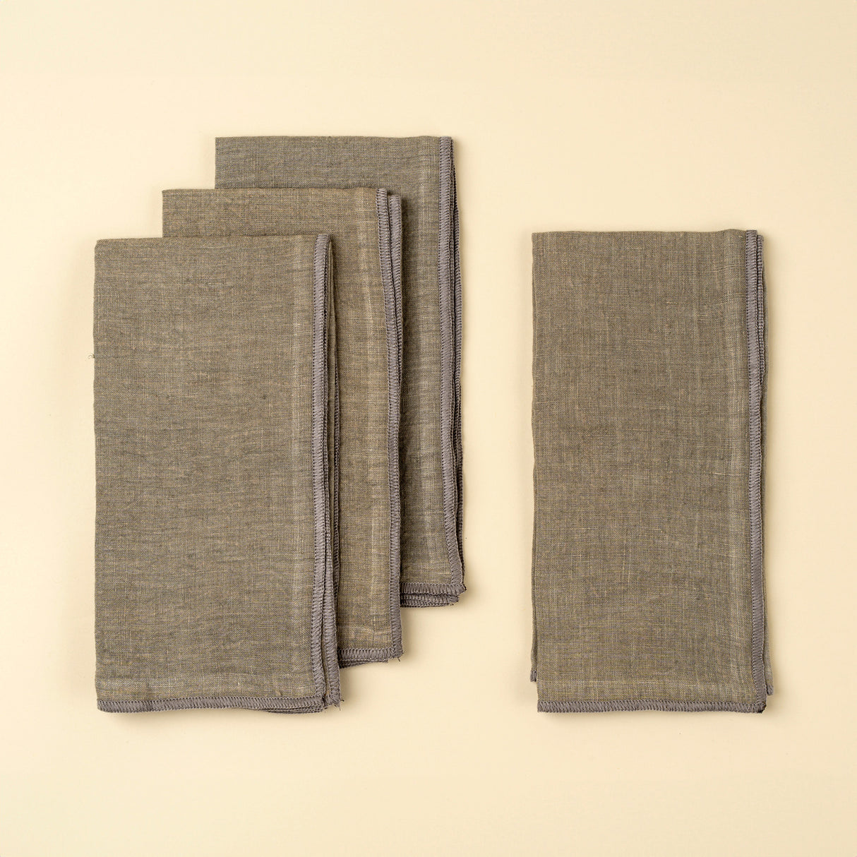 Stonewashed Linen Napkins S/4, Grey, Set of 4 from Mercana - Luna Furniture