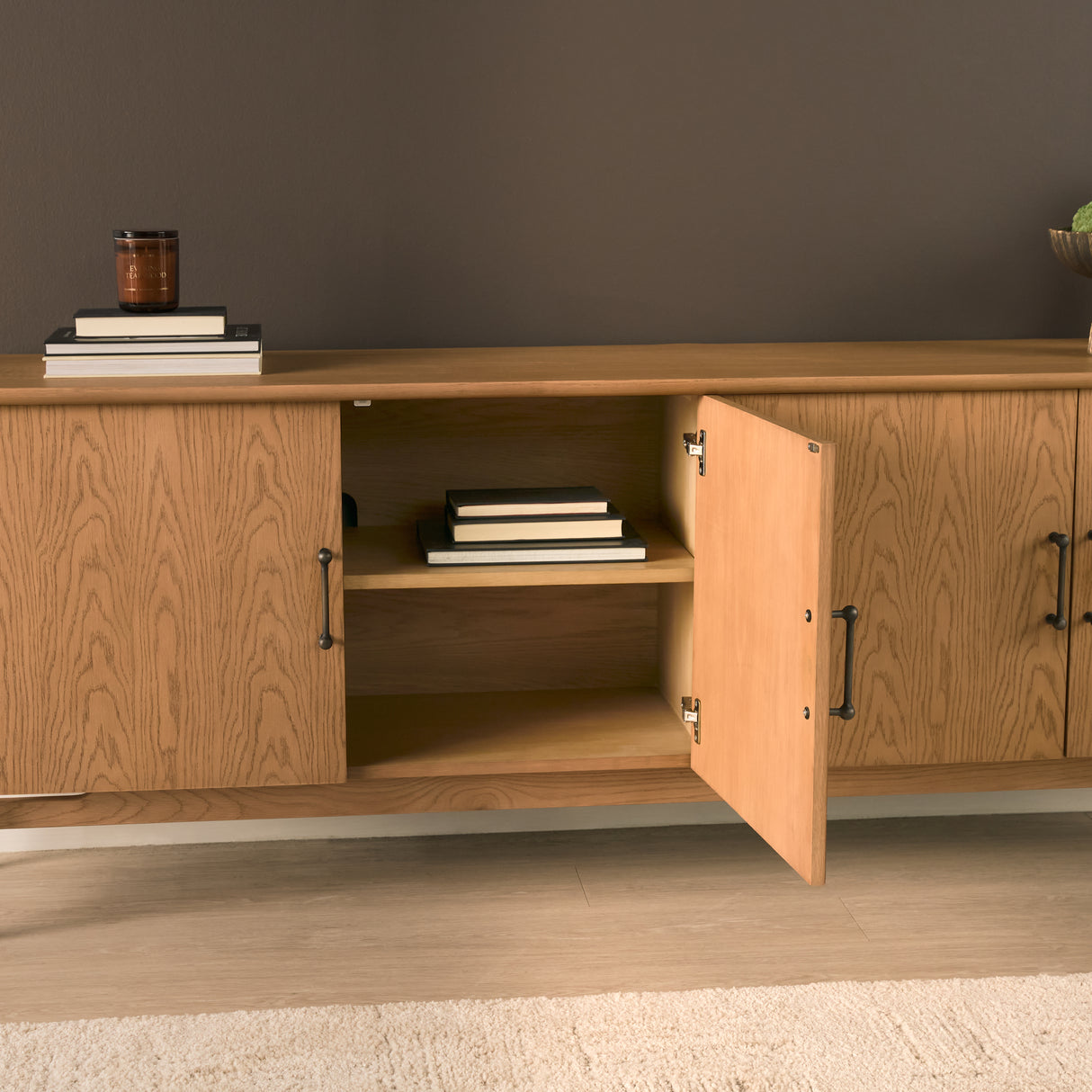 Hollis Warm Brown Wood 4-Door Closed Sideboard from Mercana - Luna Furniture