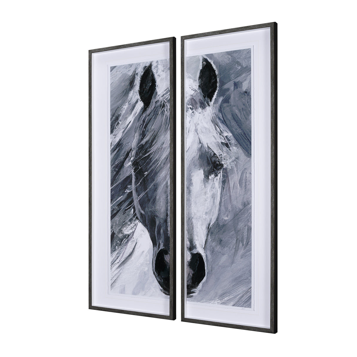 White Horse Portrait by Mercana Studio Hand Embellished Textured Framed Art Print Matted under Glass from Mercana - Luna Furniture