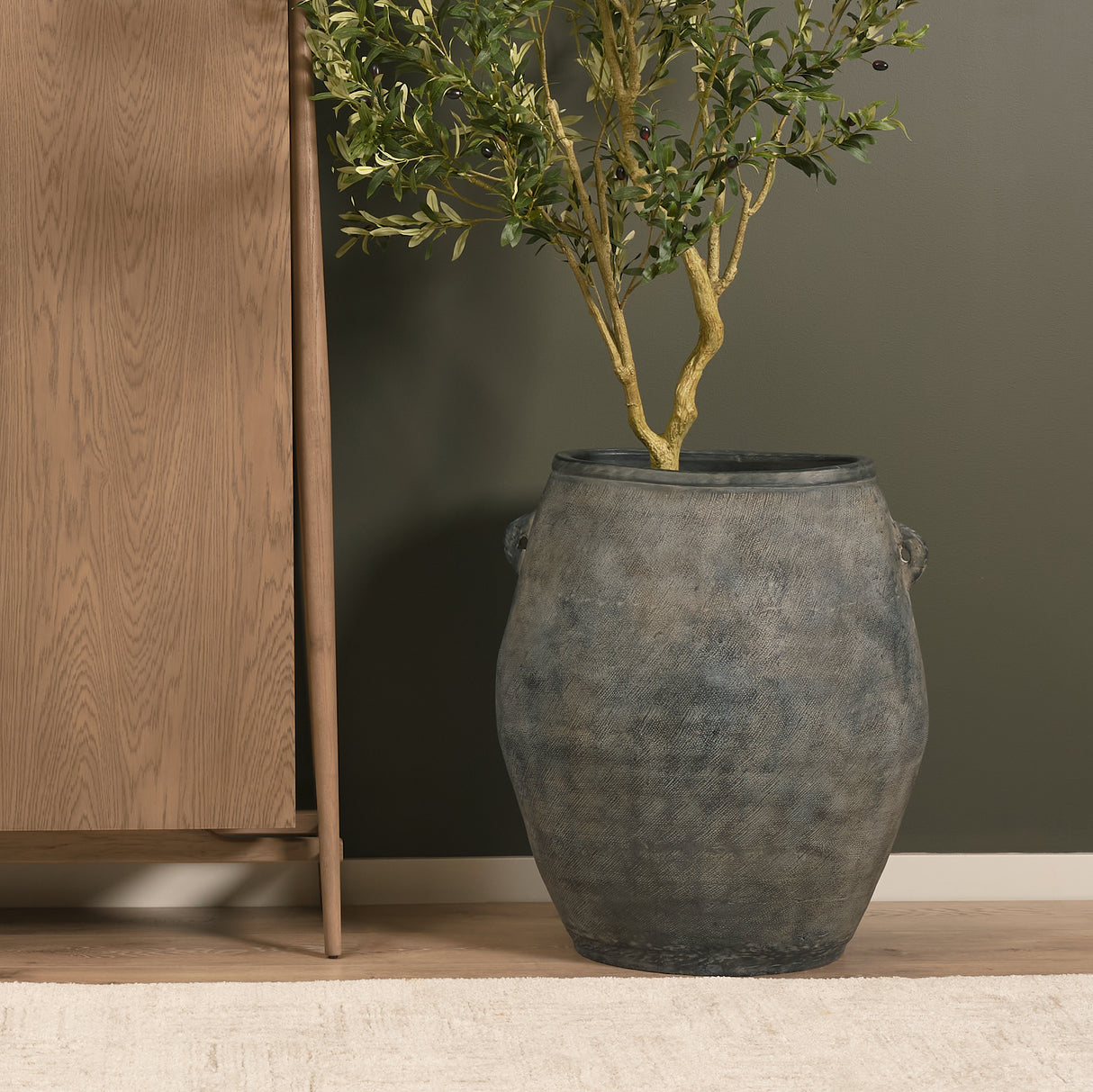 Zuma 27.2L x 20.5W x 31.9H Dark Gray Ceramic Floor Vase from Mercana - Luna Furniture