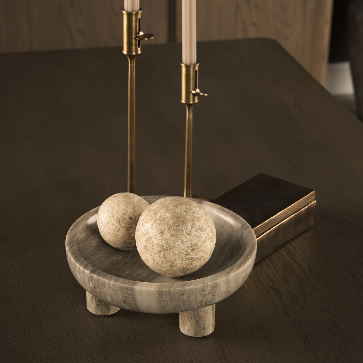 Vasca Gray Marble Decorative Pedestal Bowl from Mercana - Luna Furniture