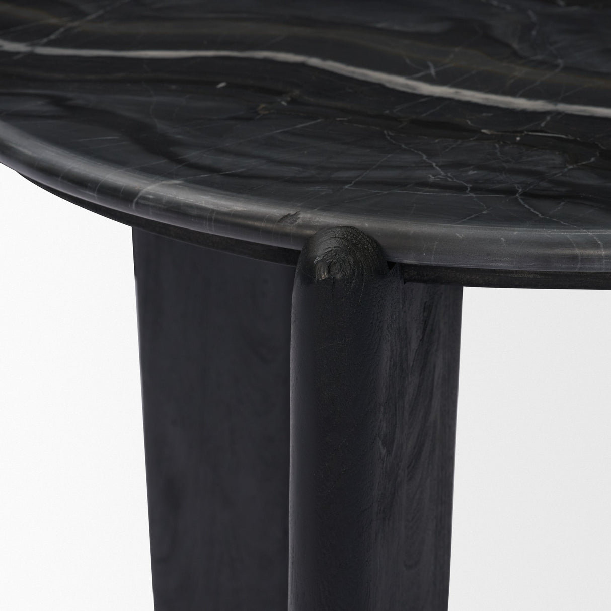 Rumer Black Wood w/ Black Marble Side Table from Mercana - Luna Furniture
