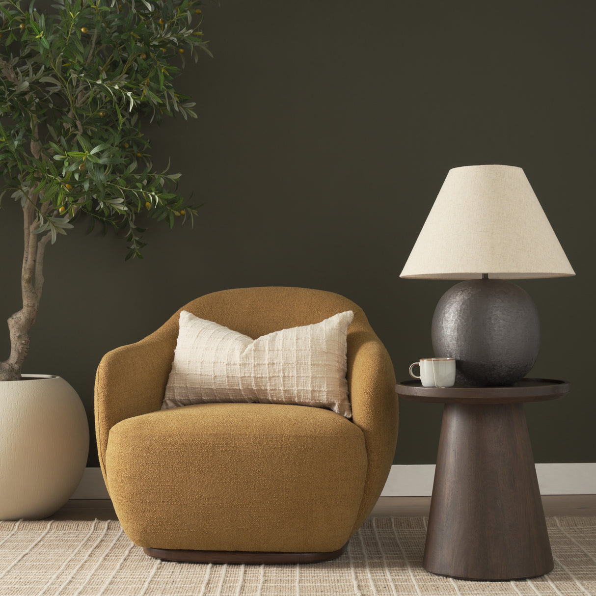 Takoda Dark Brown Wood Tapered Drum Accent Table from Mercana - Luna Furniture