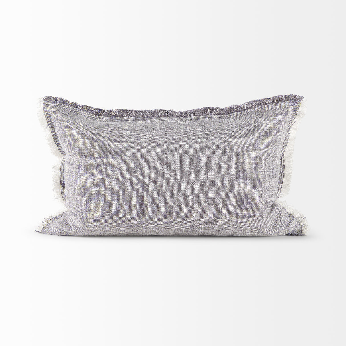 Thais 13x21 Gray Fabric Fringed Pillow Cover w/Down Filler, Set of 2 from Mercana - Luna Furniture