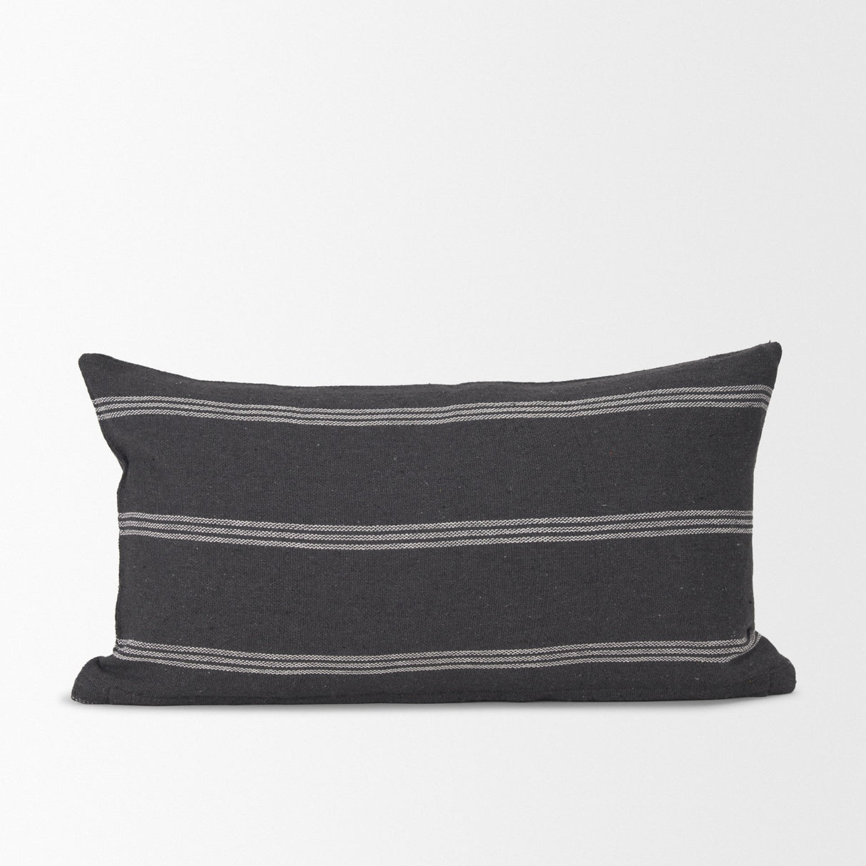 Jayme 14x26 Gray/White Striped Cotton Lumbar Pillow Cover w/Filler, Set of 2 from Mercana - Luna Furniture