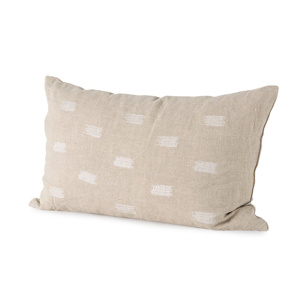 Lacey 13x21 Beige/White Decorative Pillow Cover w/Non-Allergen Filler, Set of 2