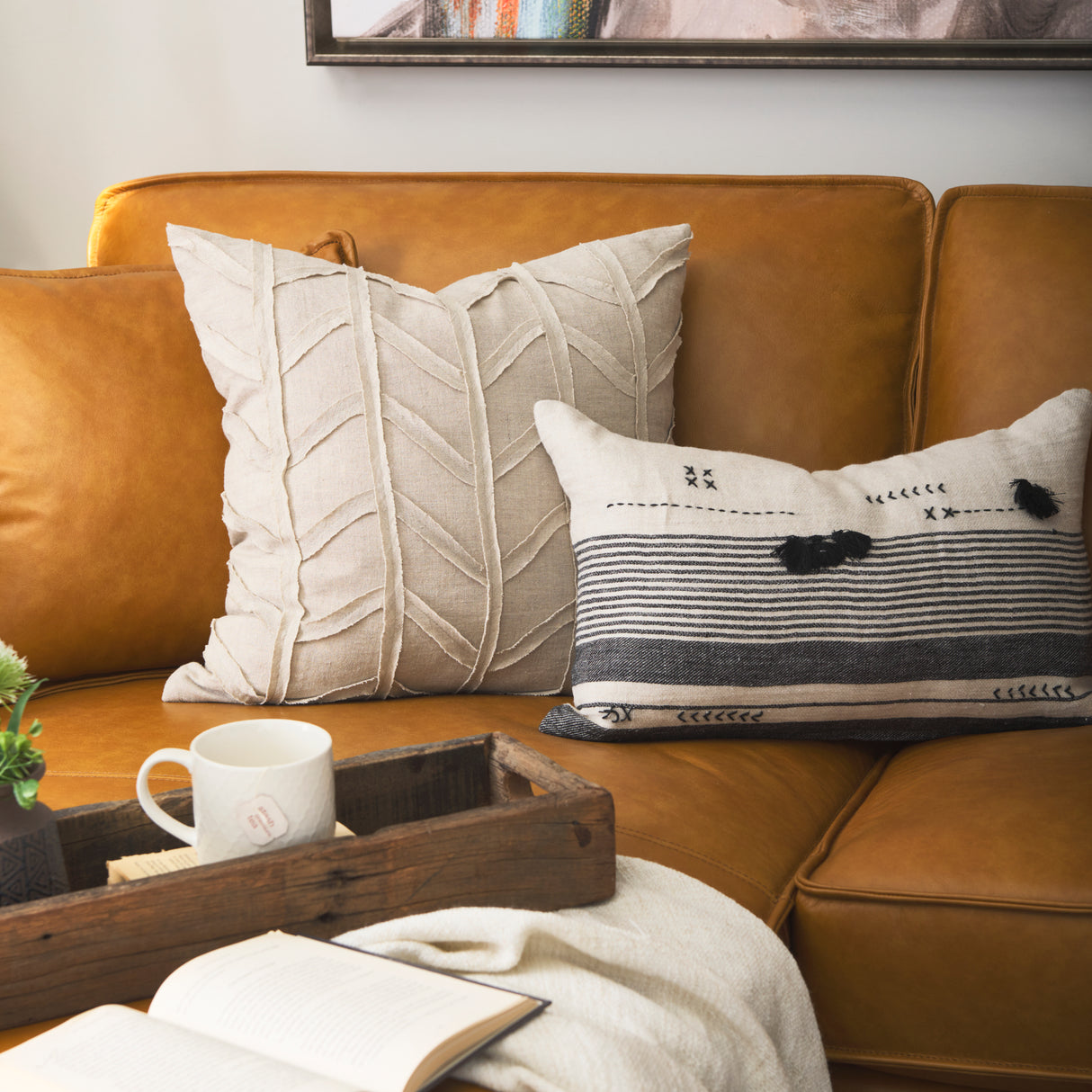 Ivivva 20x20 Beige Fabric Textured Pillow Cover w/Non-Allergen Filler, Set of 2 from Mercana - Luna Furniture