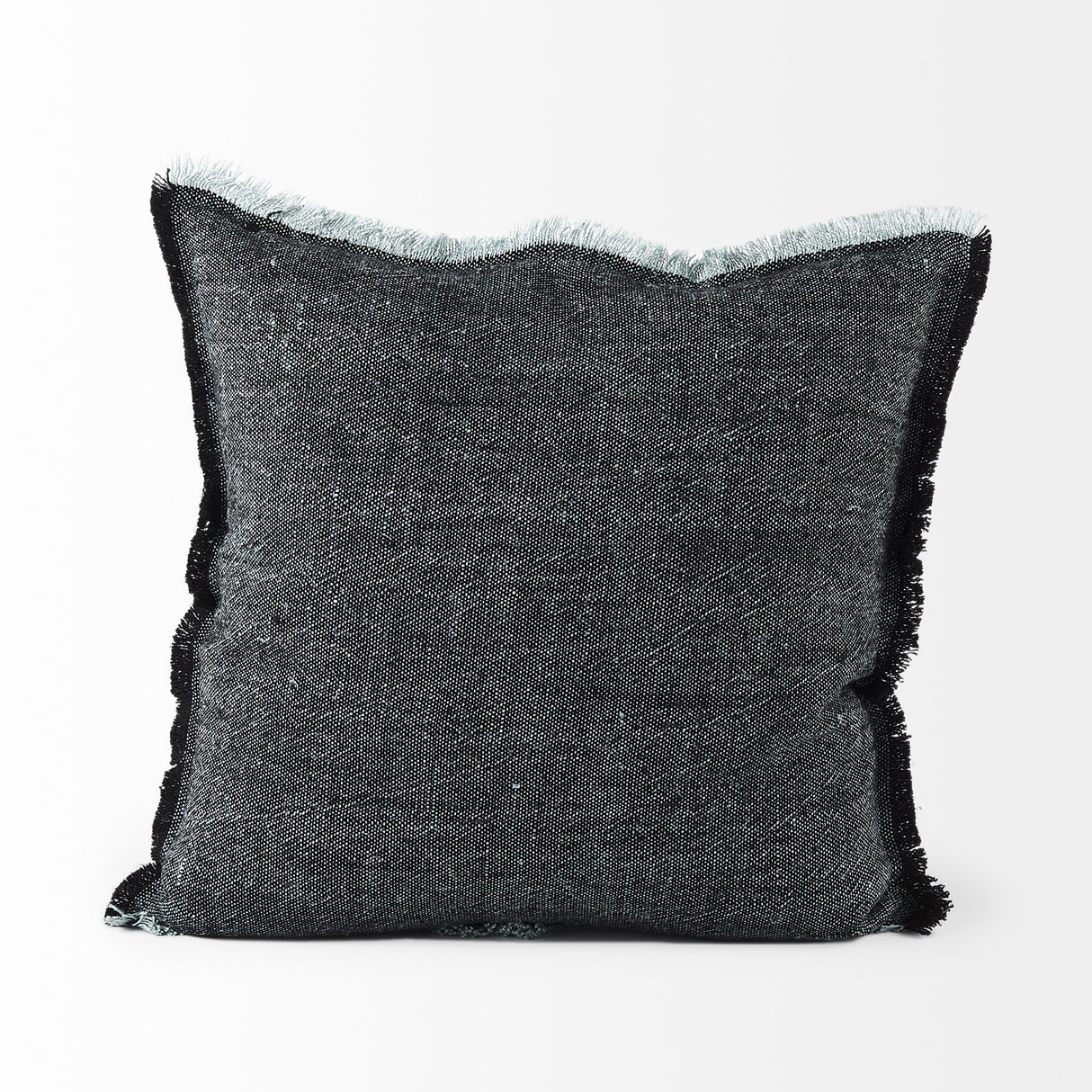 Malia 20x20 Black and Teal Fabric Fringed Pillow Cover w/Non-Allergen Filler, Set of 2 from Mercana - Luna Furniture