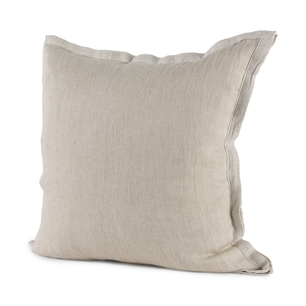 Mae 20L x 20W Beige Fabric Pillow Cover w/Non-Allergen Filler, Set of 2