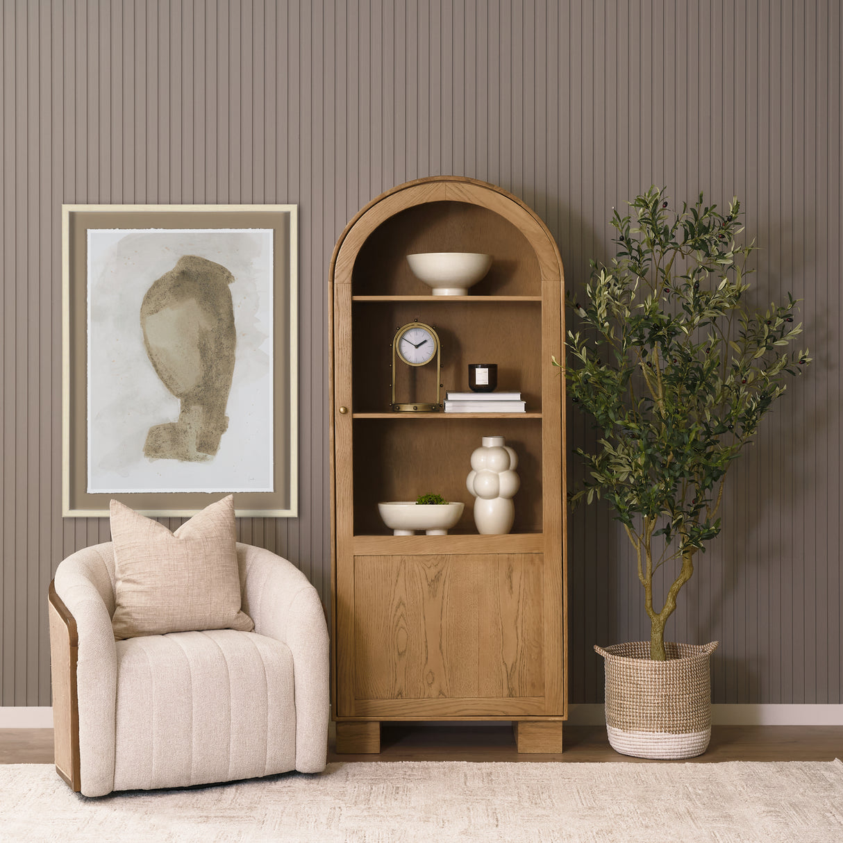 Hawthorne Solid Oak Wood w/ Glass Curio Cabinet from Mercana - Luna Furniture