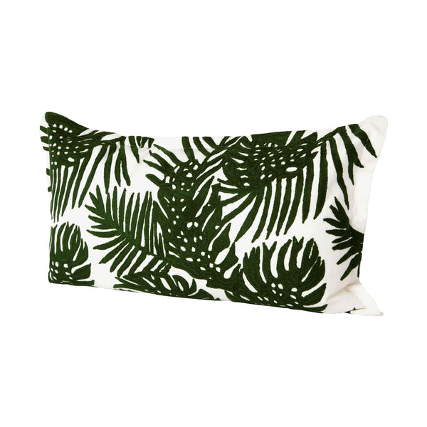 Boyle II 13x21 Green Tropical Palm Leaf Decorative Pillow Cover w/Non-Allergen Filler, Set of 2
