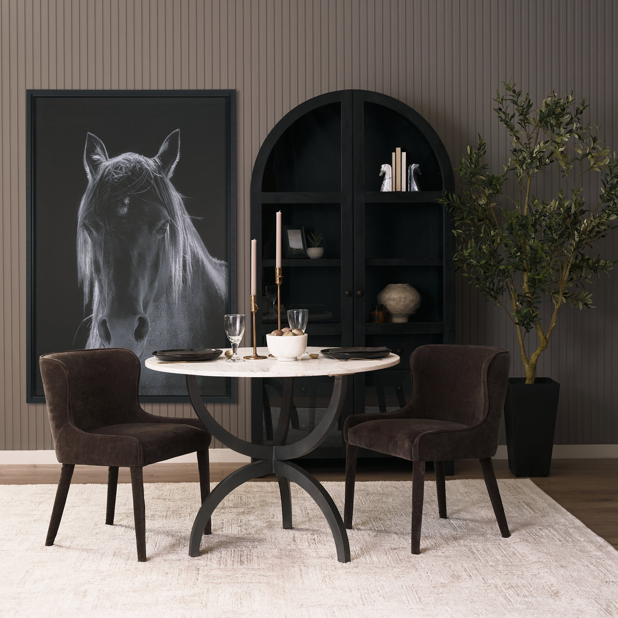 Veneto 40" Round White Marble Top with Black Metal Base Dining Table from Mercana - Luna Furniture