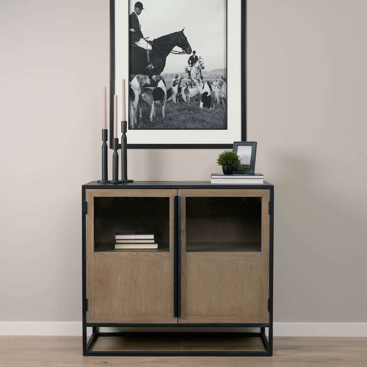 Sloan 40.0W Light Brown W/Black Metal Frame Accent Cabinet from Mercana - Luna Furniture