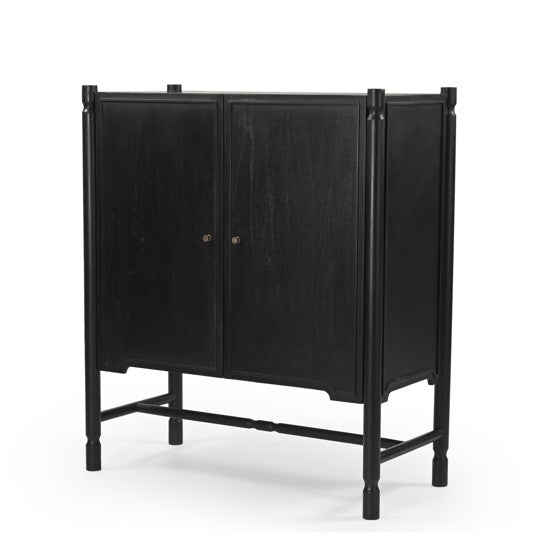 Phil Black Wood 2 Door Bar Cabinet from Mercana - Luna Furniture