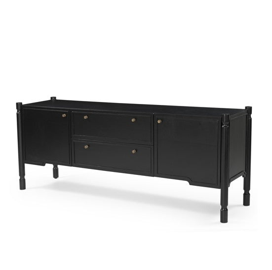 Phil Black Wood 2 Door 1 Drawer w/ Pull Down Media Console from Mercana - Luna Furniture