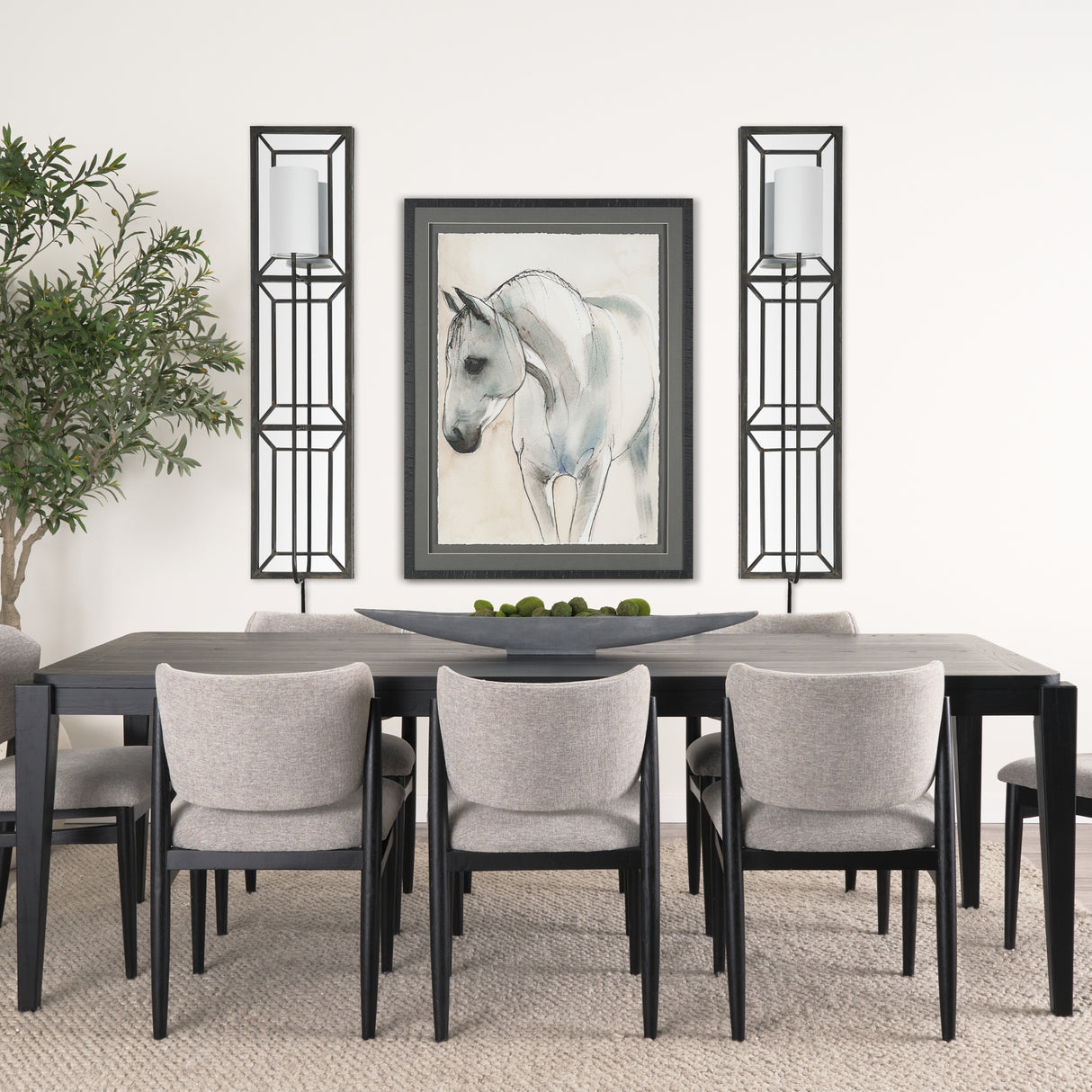 Noah 12.2x55 Black Metal w/White Fabric Shade Rectangular Wall Sconce from Mercana - Luna Furniture