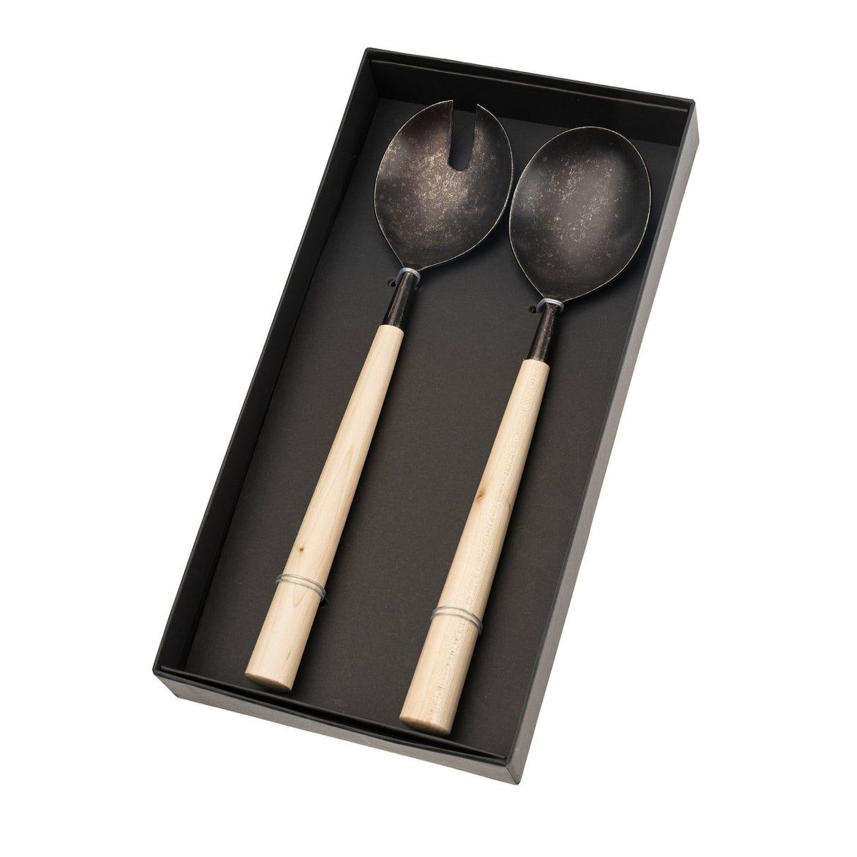 Maple Wood Salad Servers S/2, Tumbled Black, Set of 4 from Mercana - Luna Furniture