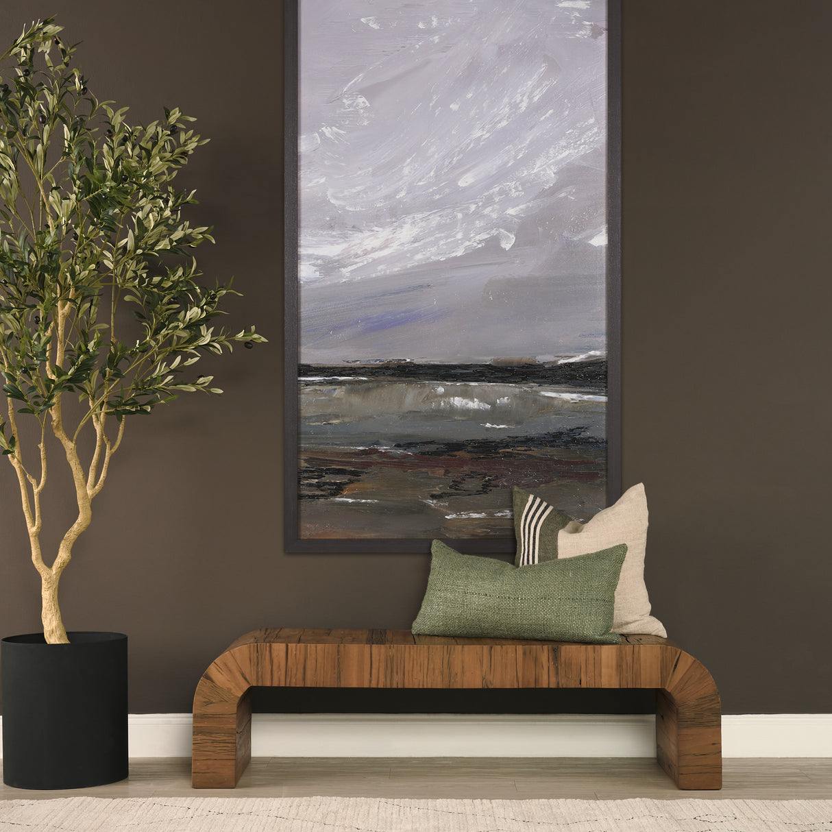 Hunter 20x20 Square Oatmeal w/ Green Stripe Decorative Pillow Cover from Mercana - Luna Furniture
