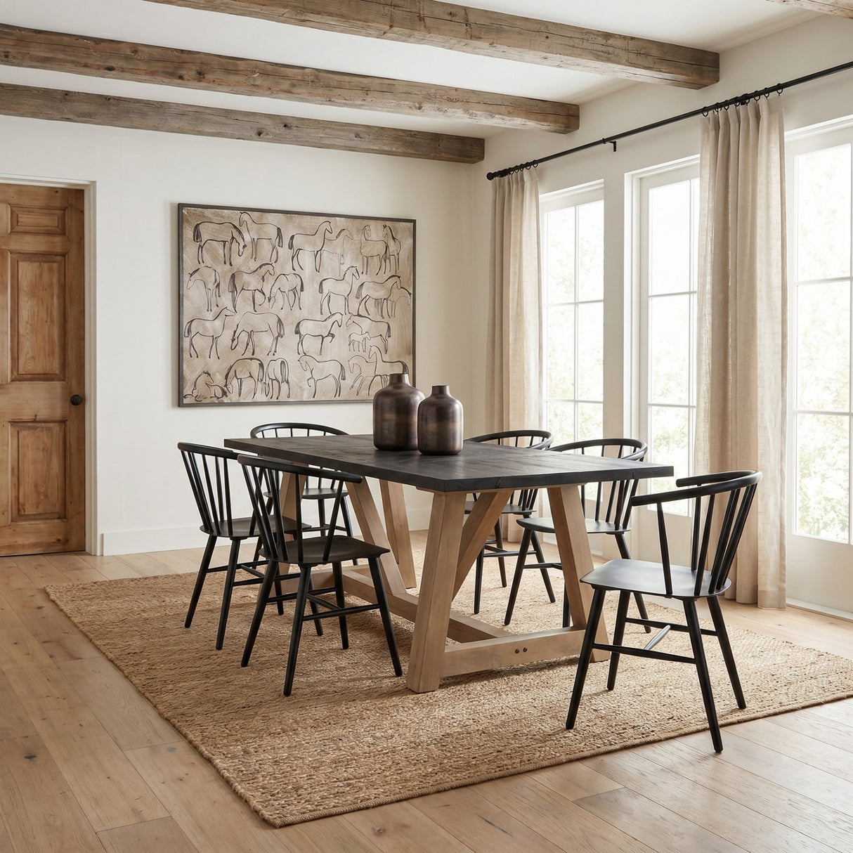 Rialto Rectangular Two-Tone Black and Brown Solid Wood Dining Table from Mercana - Luna Furniture