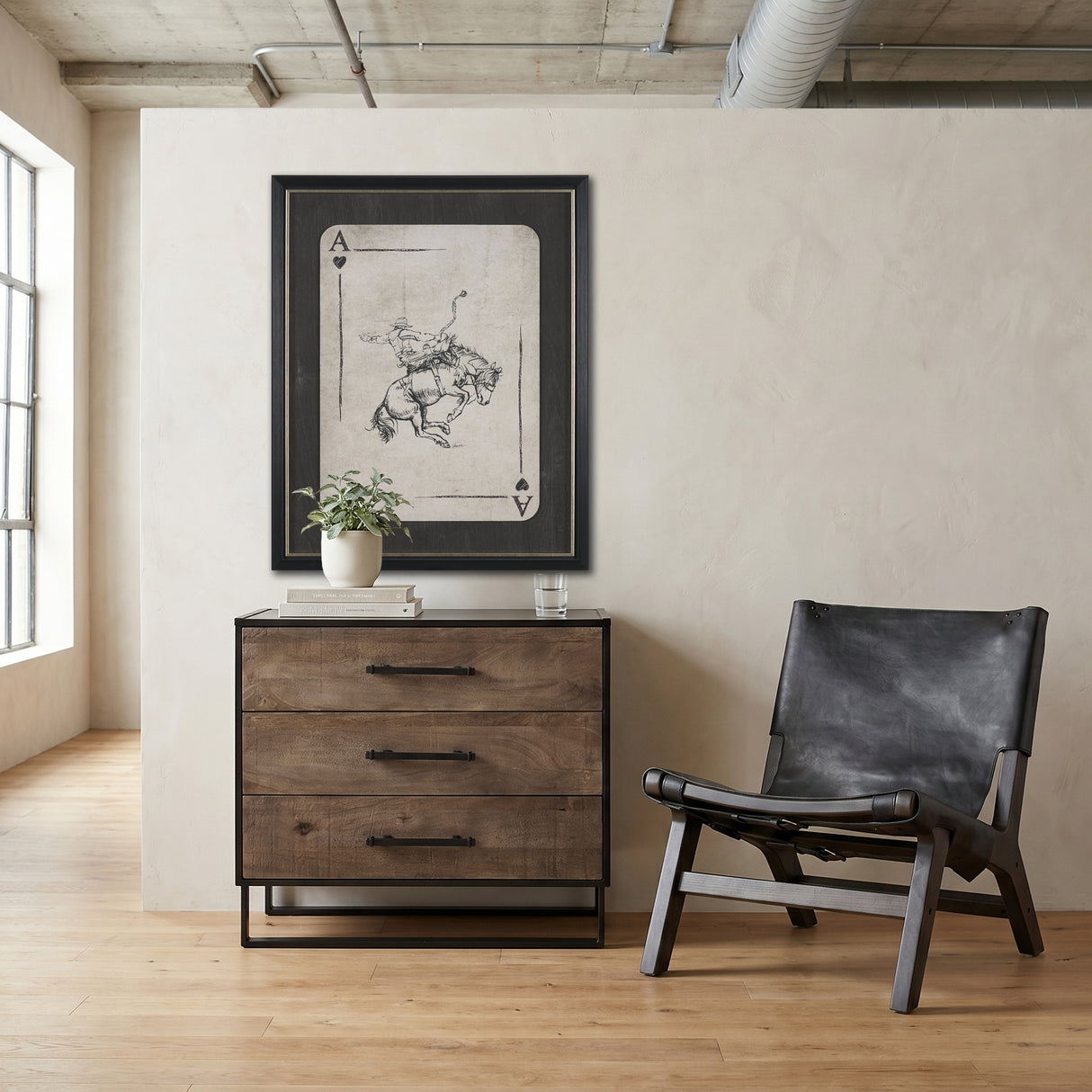 Elodie 24.4L x 33.9W x 30.7H Black Leather W/Black Stain Beech Wood Frame Accent Chair from Mercana - Luna Furniture
