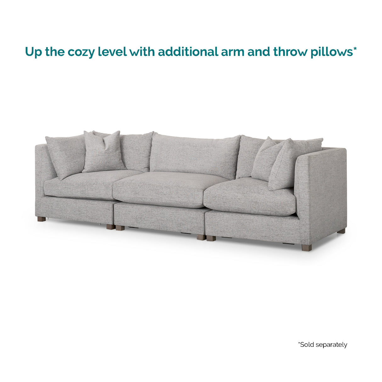 Valence 3 Piece Medium Gray Modular Sofa Set