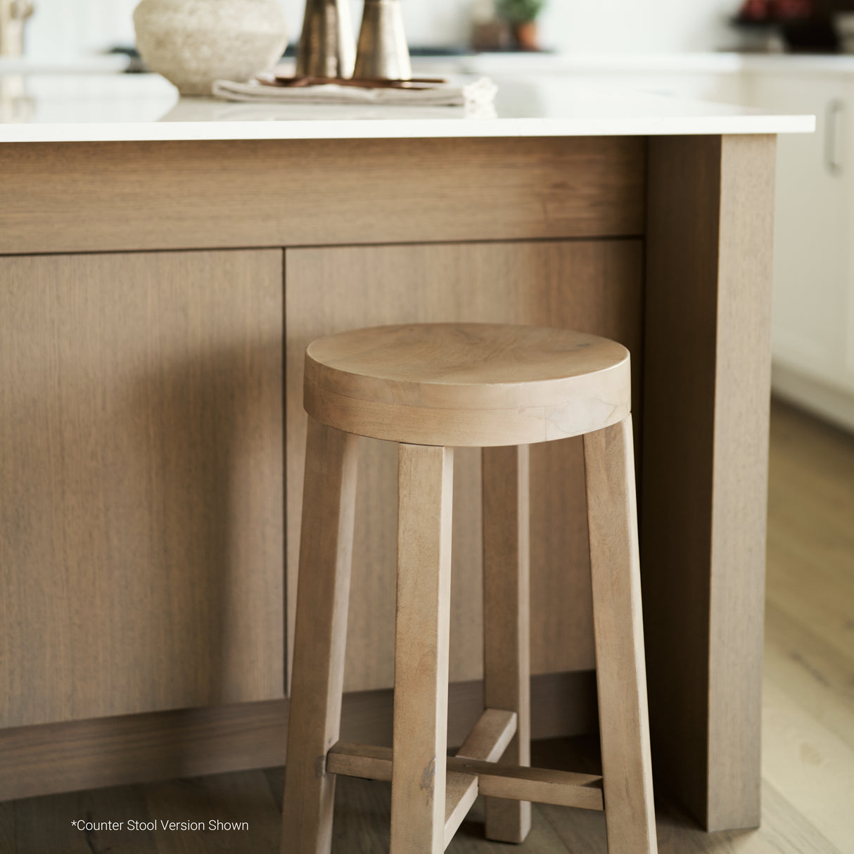 Brahma 30" Total Height White Washed Wood Stool from Mercana - Luna Furniture