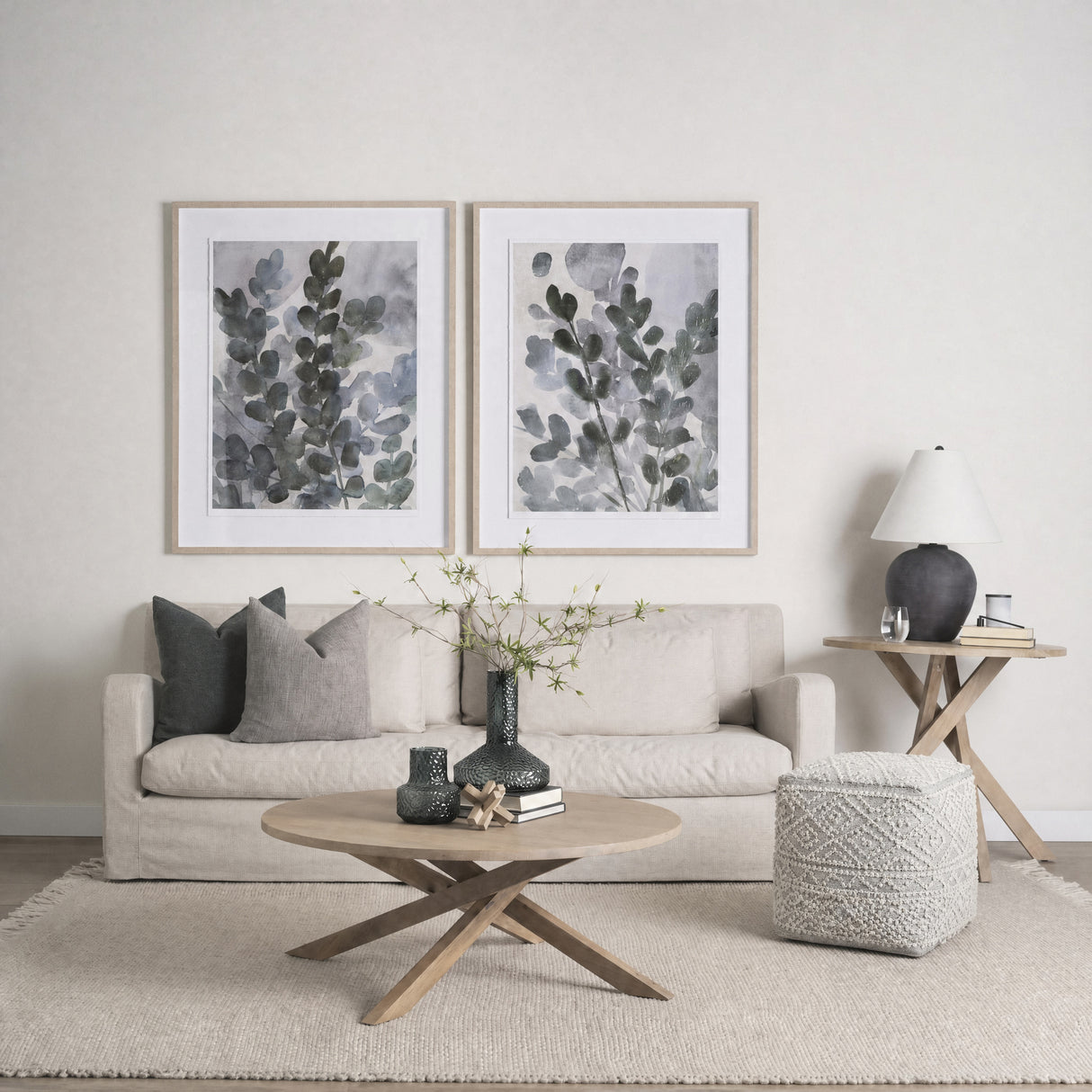 Farida 6.0L x 16.0W x 16.0H Light Gray Wool and Polyester Patterned Pouf from Mercana - Luna Furniture