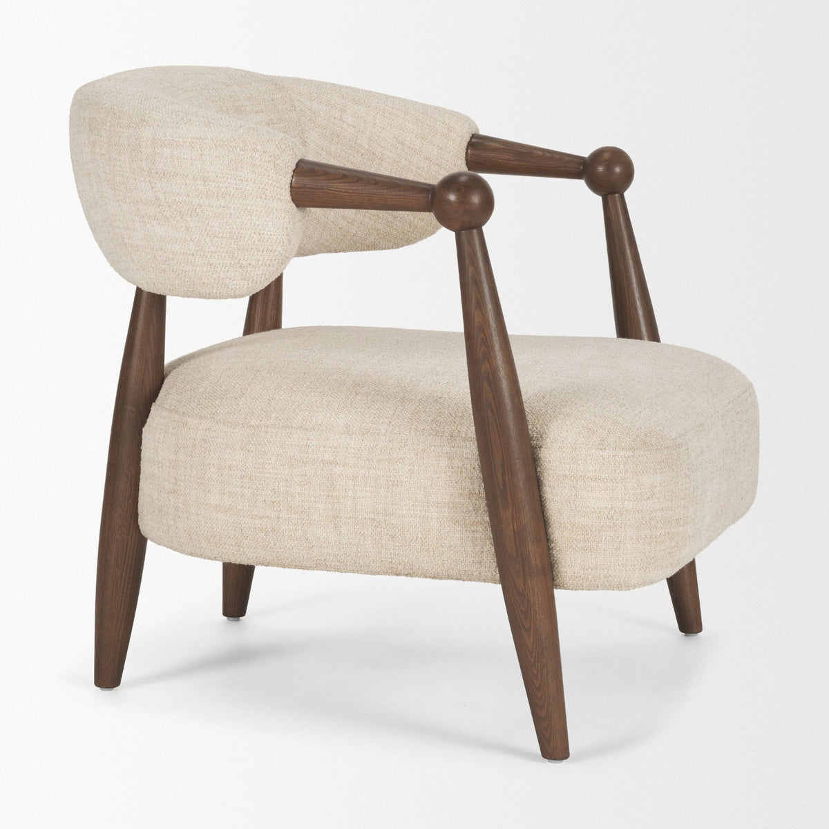 Lewis Oatmeal Fabric w/ Brown Wood Open Back Accent Chair from Mercana - Luna Furniture