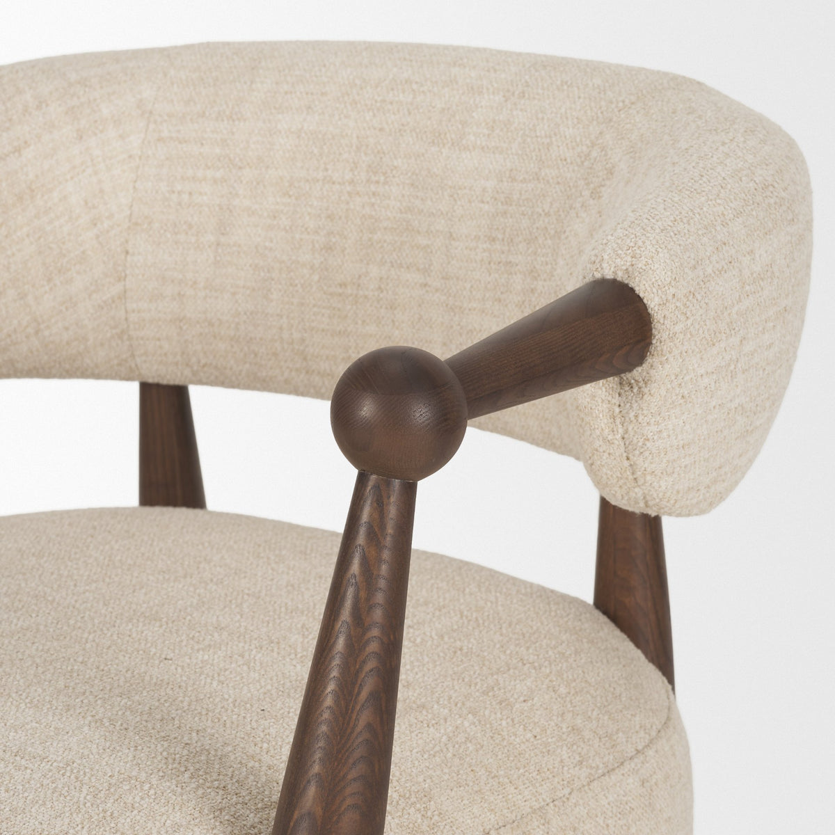 Lewis Oatmeal Fabric w/ Brown Wood Open Back Accent Chair from Mercana - Luna Furniture