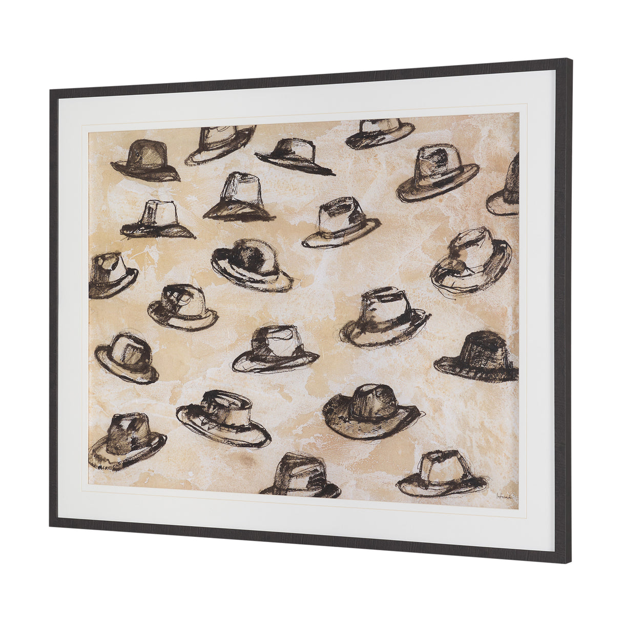 "Hat Trick" by Mercana Studio Hand-Embellished Textured Framed Artwork Matted under Glass from Mercana - Luna Furniture