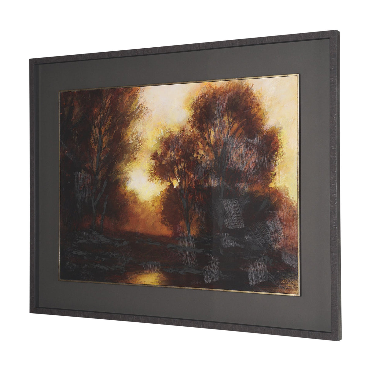 Golden Quiet I by Mercana Studio Hand-Embellished Textured Framed Artwork Matted under Glass from Mercana - Luna Furniture