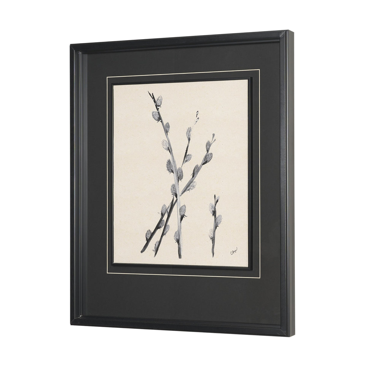 Pussy Willow by Cristina Bartl Villa Hand-Embellished Textured Framed Artwork Matted under Glass from Mercana - Luna Furniture