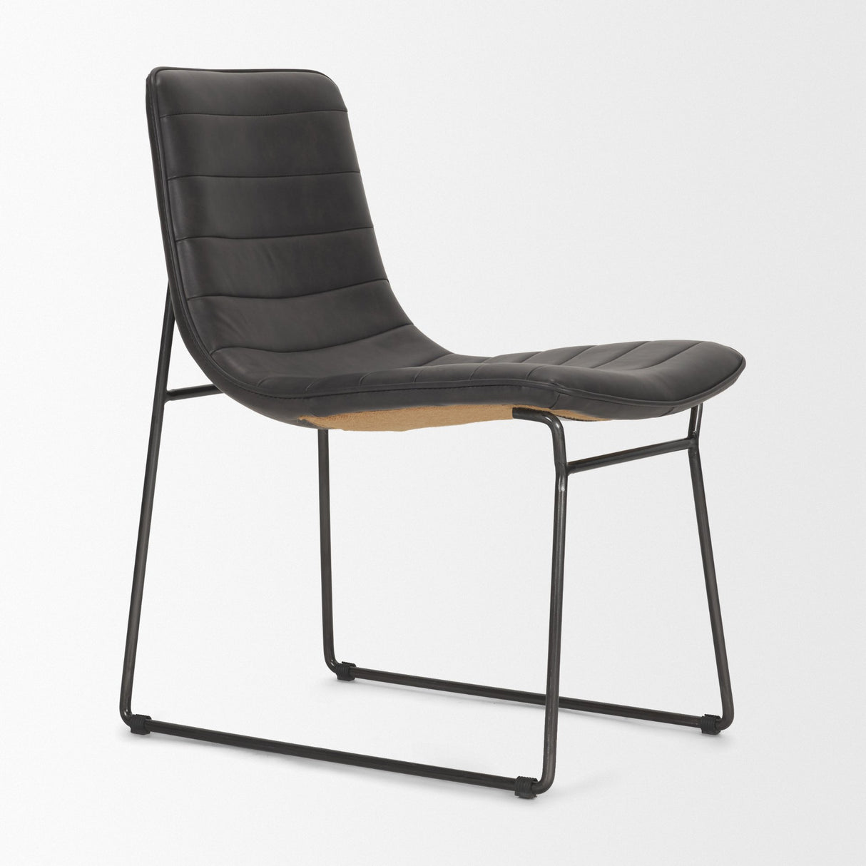 Thornton I Dark Brown Faux-Leather Seat Black Iron Frame Dining Chair, Set of 2 from Mercana - Luna Furniture