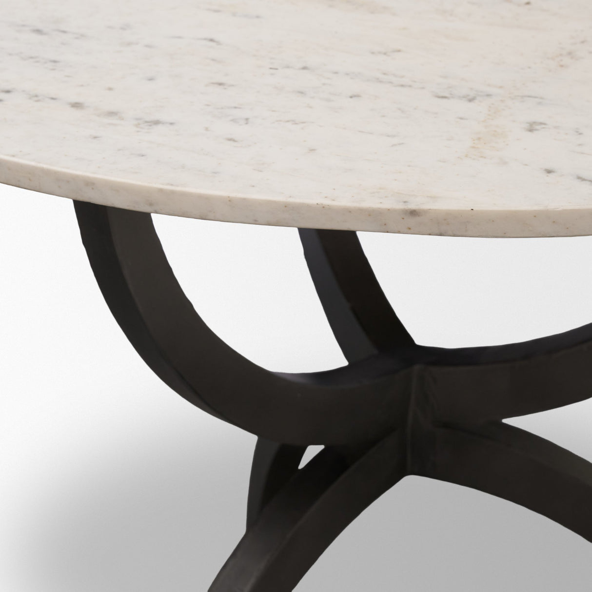 Veneto 40" Round White Marble Top with Black Metal Base Dining Table from Mercana - Luna Furniture