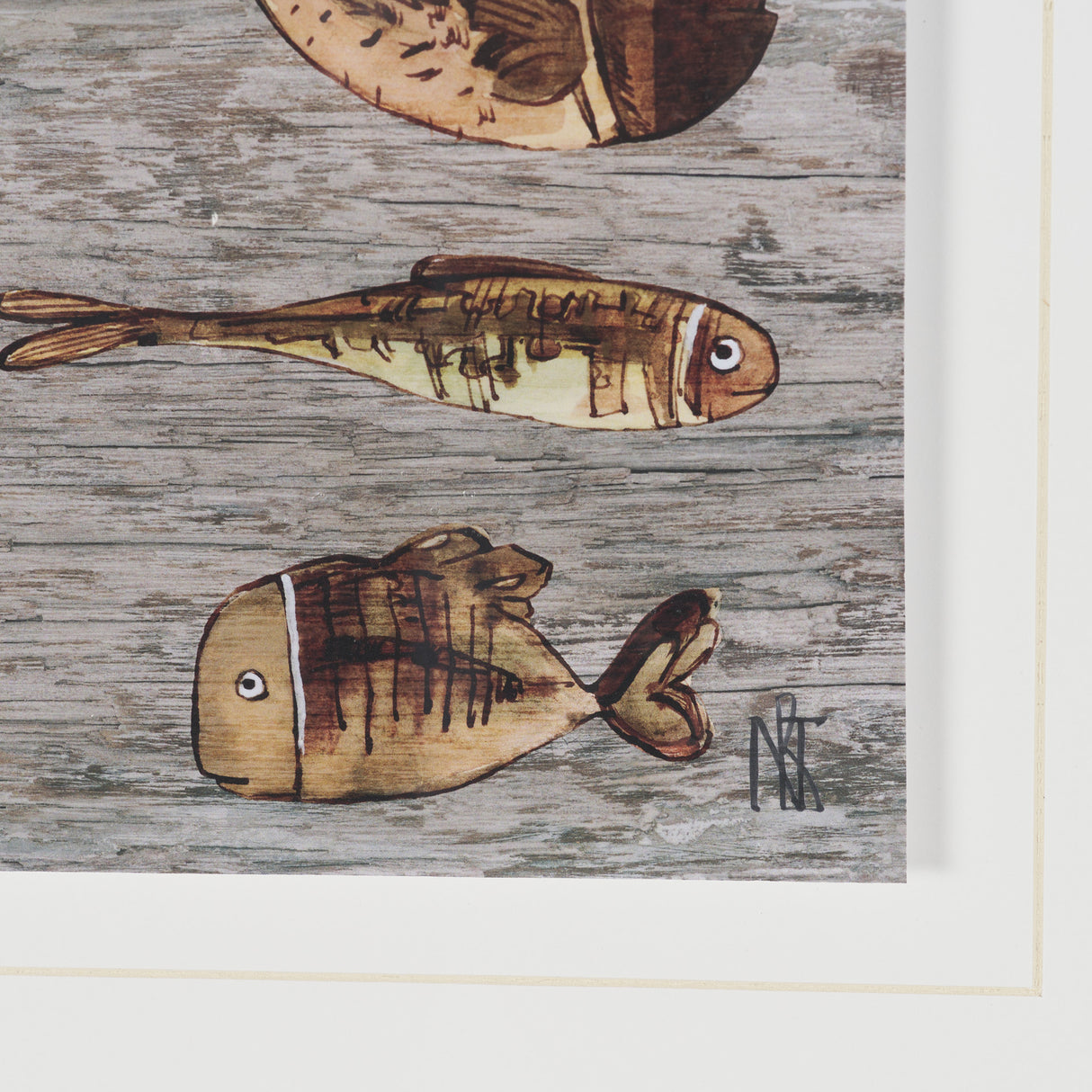 Fish Pattern I by Mercana Studio Hand-Embellished Textured Framed Artwork Matted under Glass from Mercana - Luna Furniture